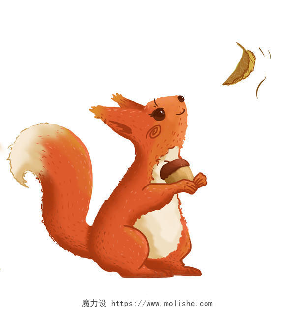 世界动物日九月你好卡通手绘秋天松鼠原创插画素材
